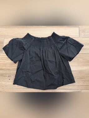 Compagnia Italiana Black Smocked Off-The-Shoulder Top Size IT 40 / US Small